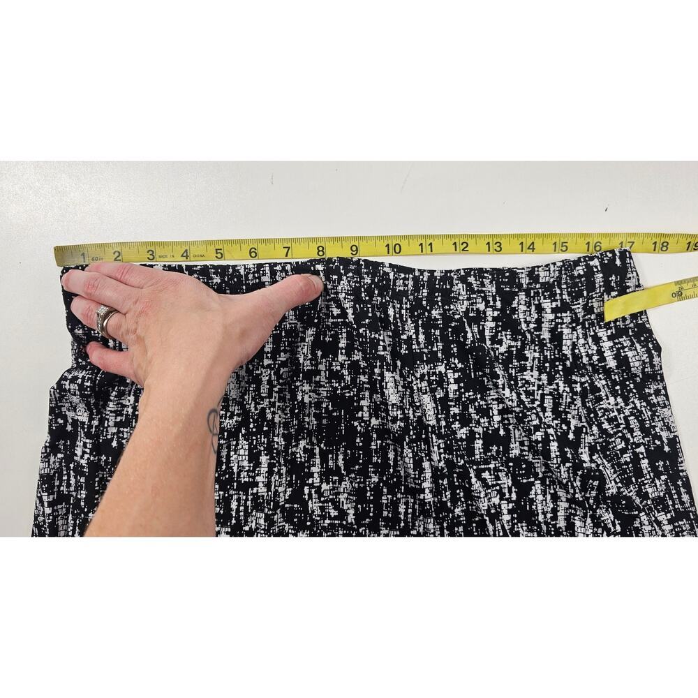 Vintage appleseeds PETITE L PL black white paint splatter pull on skirt modest + - Picture 6 of 6